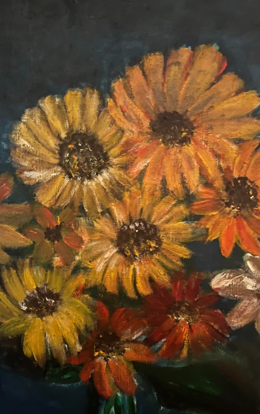 Solrosor 10 – målning i akryl på canvas av Anna-Karin Nystrand